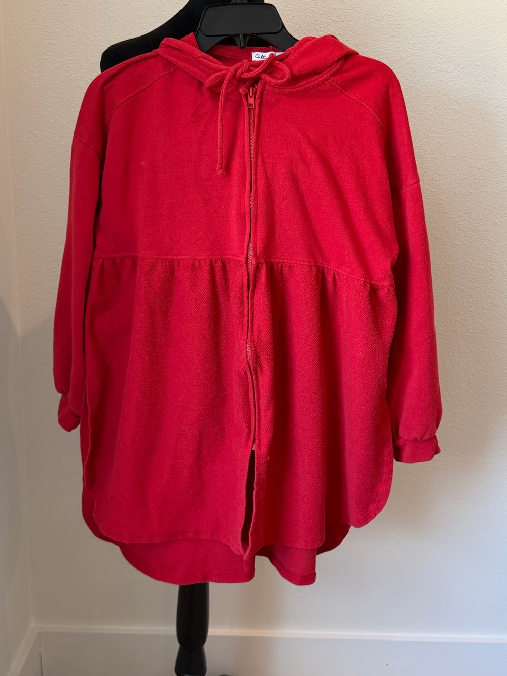 Culture Code Red Hooded Zip-Front Sweater Coat Size S Womens